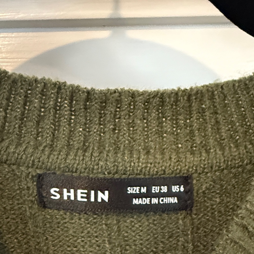 Olive Green Cable Knit Sweater Dress nwot - Picture 2 of 4